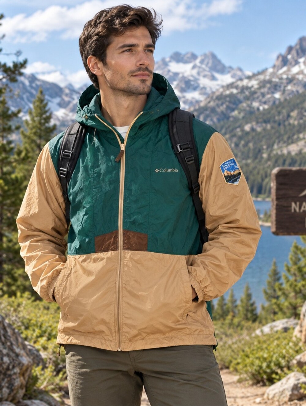 Columbia Flashback Hooded Windbreaker Park Edition Men's Jacket Rocky Mountain